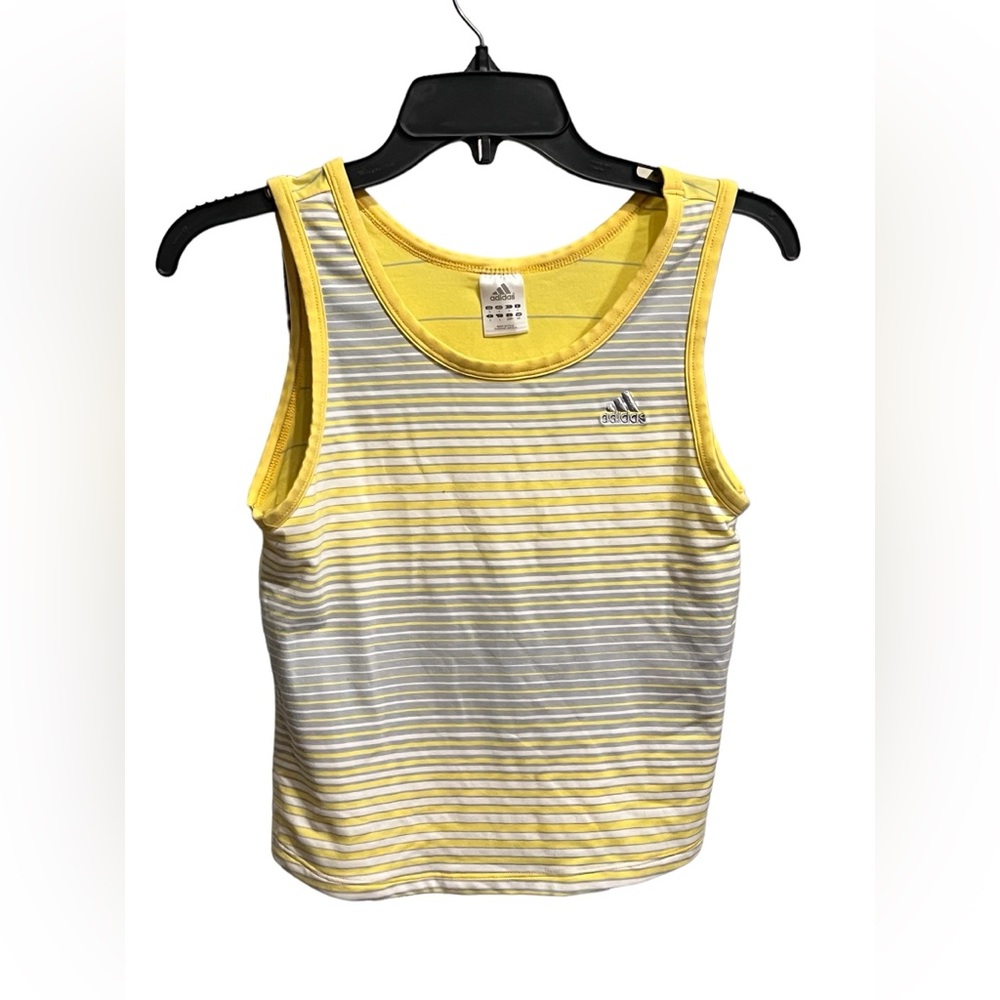 Adidas Yellow and Grey Cropped Tank Top 100% Cotton